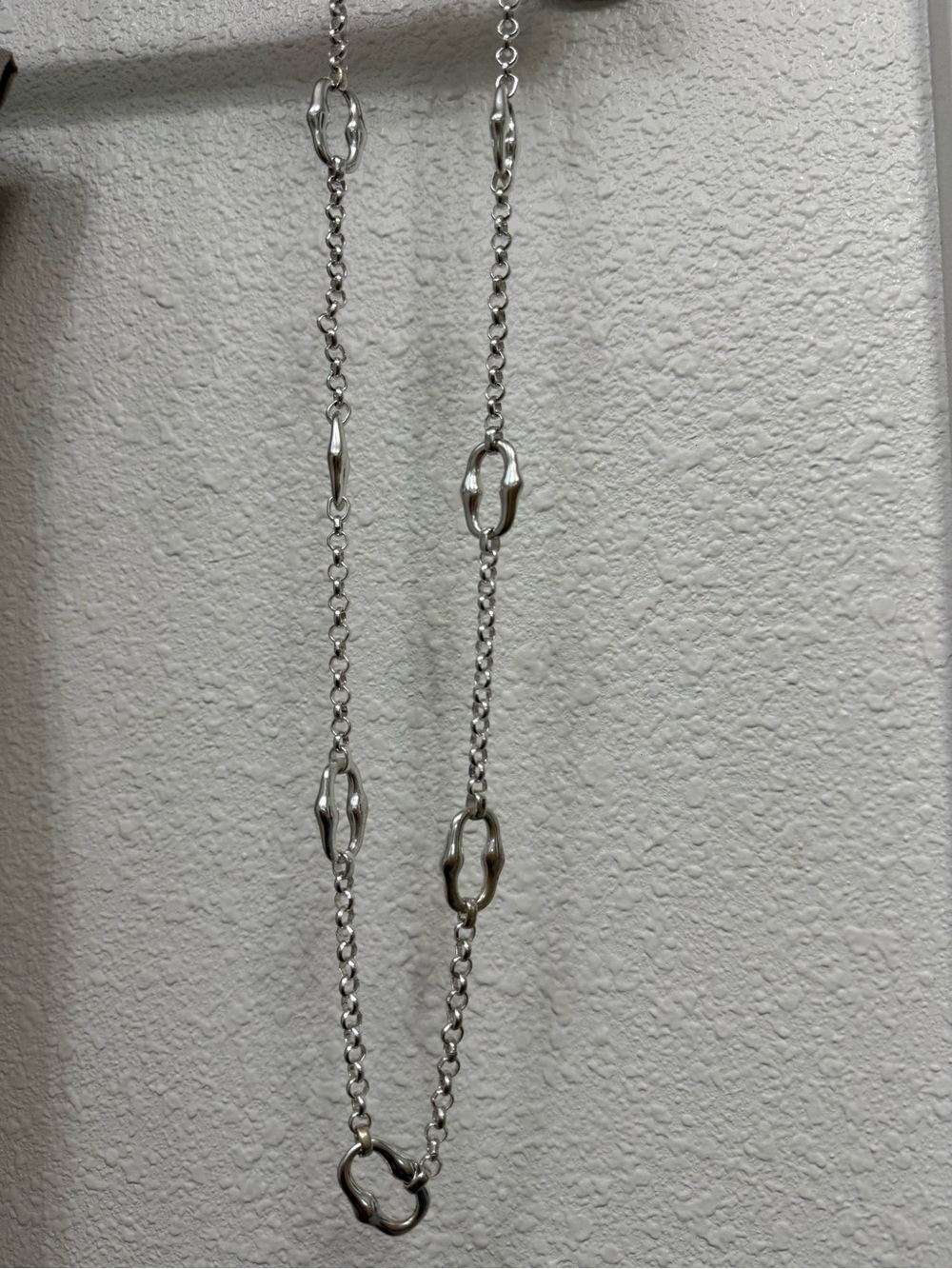 Silver Link Long Necklace - Elegant Women's Jewelry